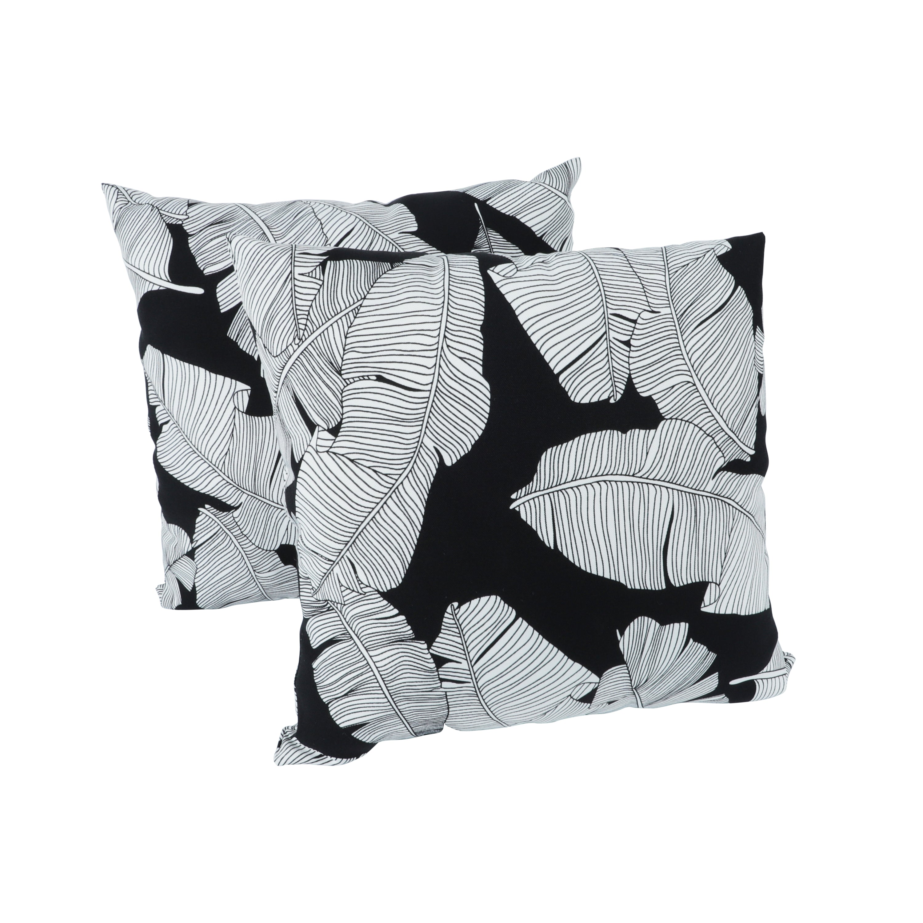 2 Pack Outdoor Throw Pillows - Black Leaf