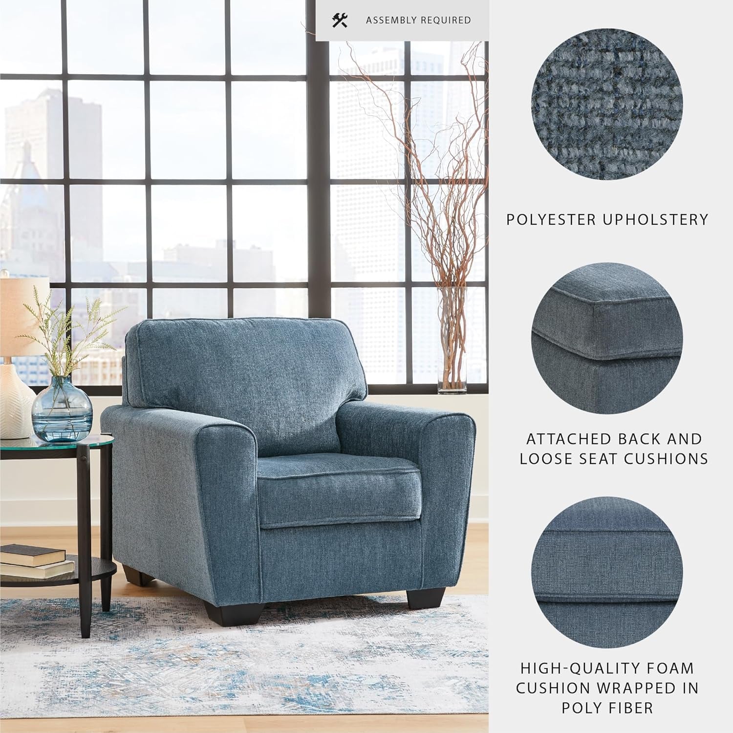 Upholstered Accent Chair In Sky Blue