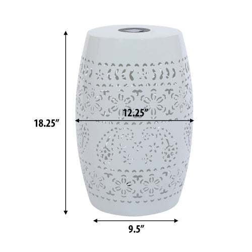Outdoor Side Table with Built-in Solar Battery - White