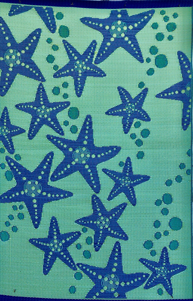 Starfish Blue & Green Reversible Outdoor Mat