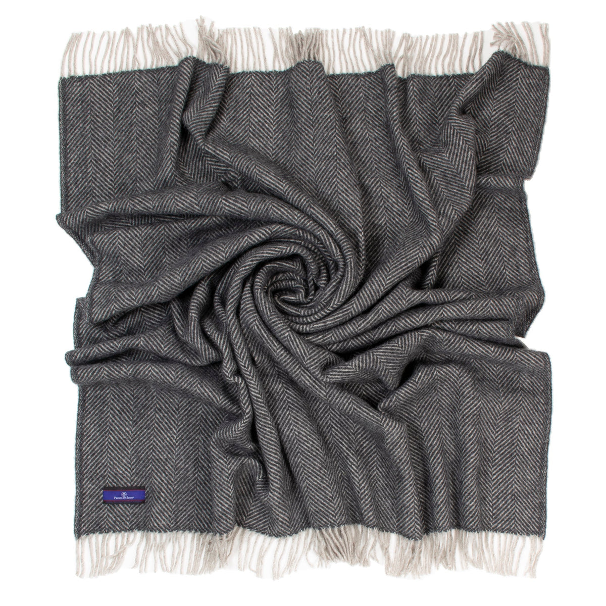 Highland Tweeds Herringbone Pure New Wool Throw - Charcoal