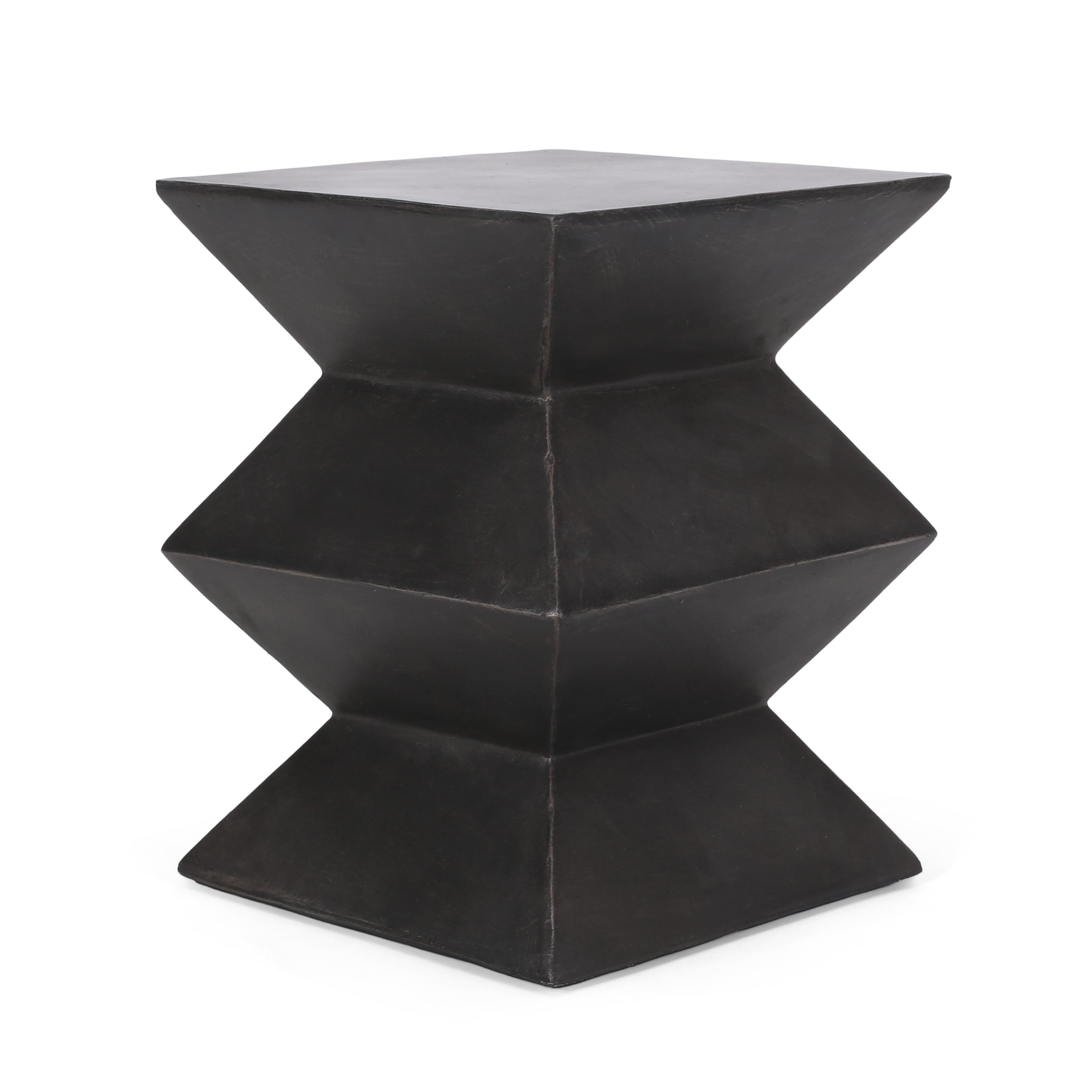 Indoor/Outdoor Lightweight Concrete Side Table in Metal Finish