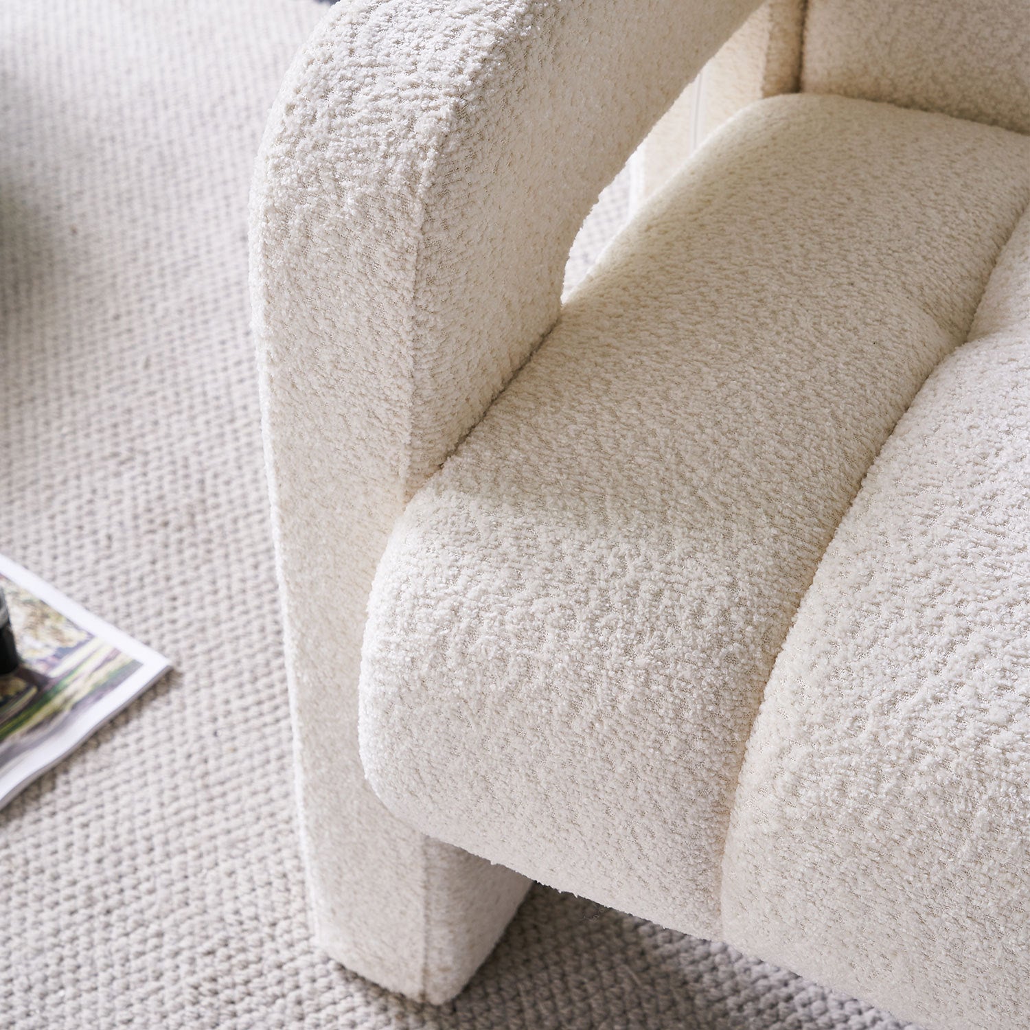 White Boucle Upholstered Accent Chair