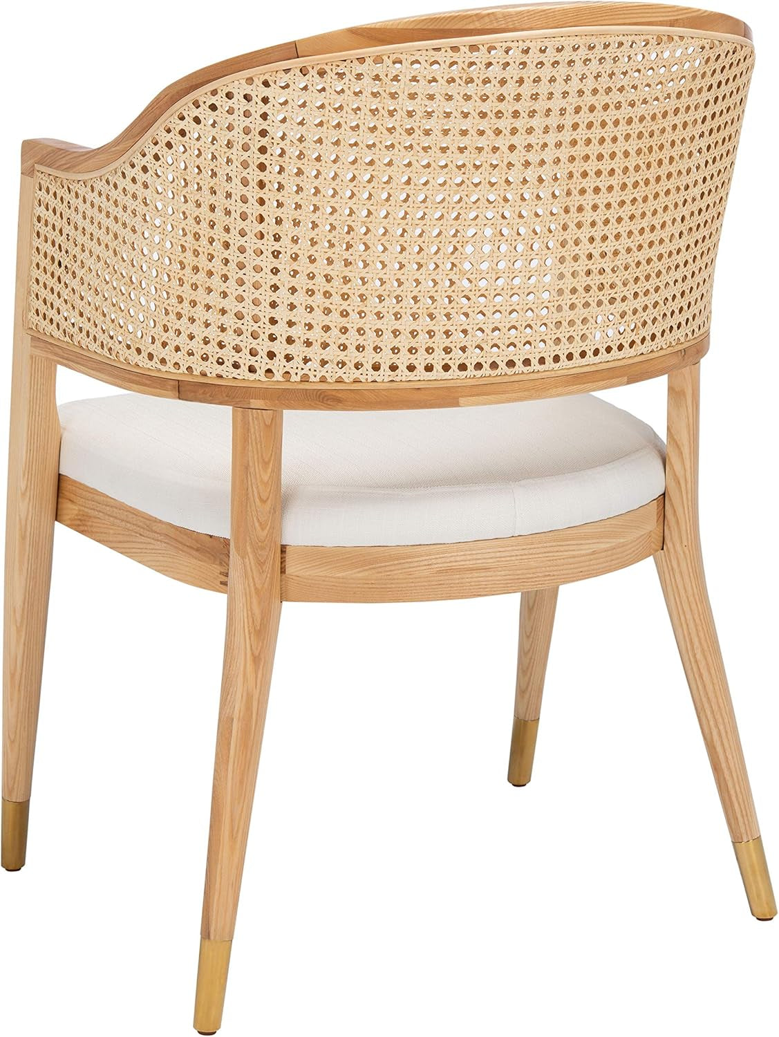Natural Rattan Accent Chair with Brass Caps