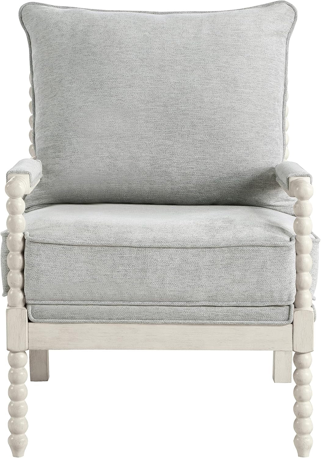 Spindle Accent Chair Smoke Grey Textured Upholstery