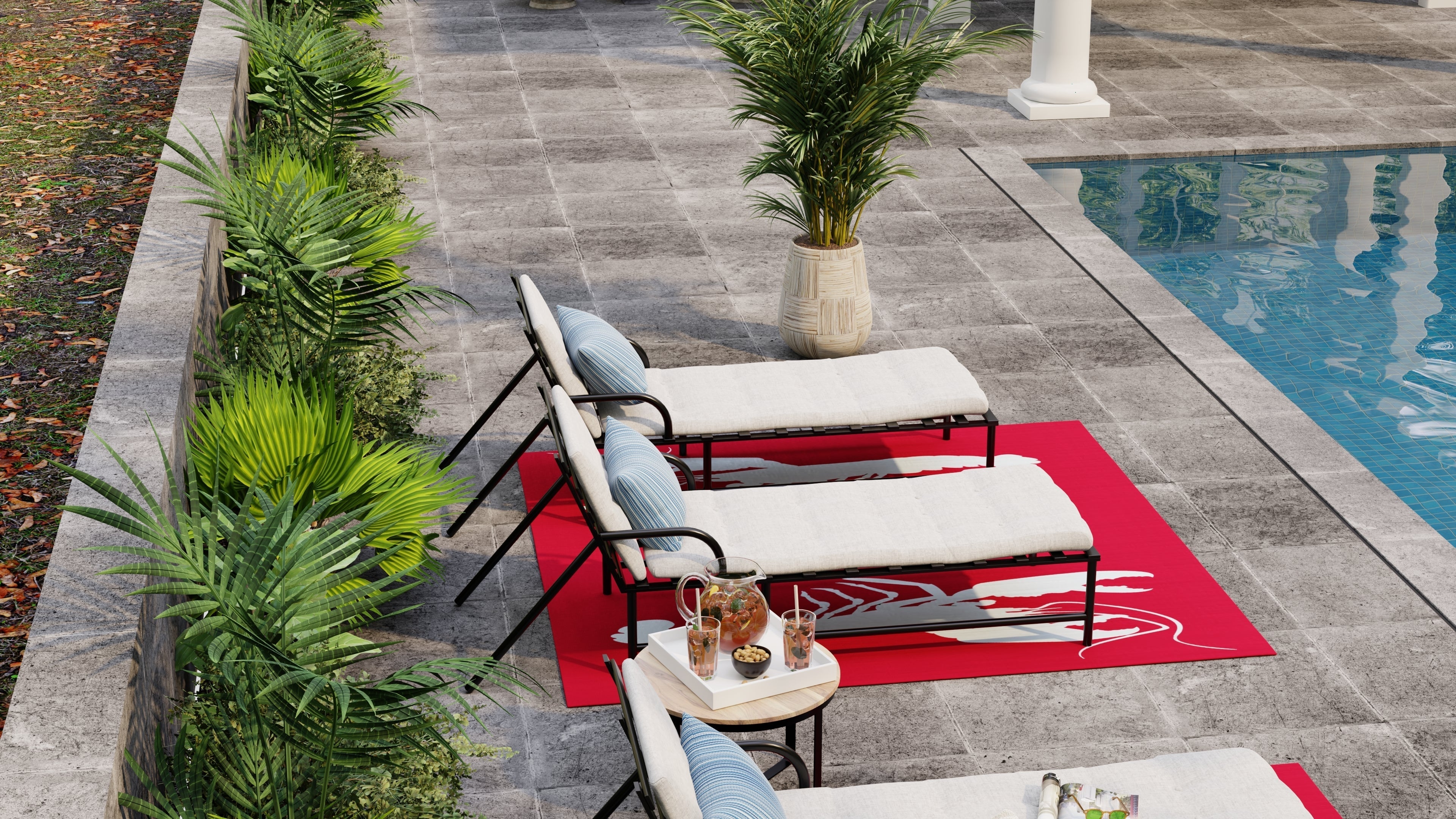 Double Lobster Red & Aqua Outdoor Mat