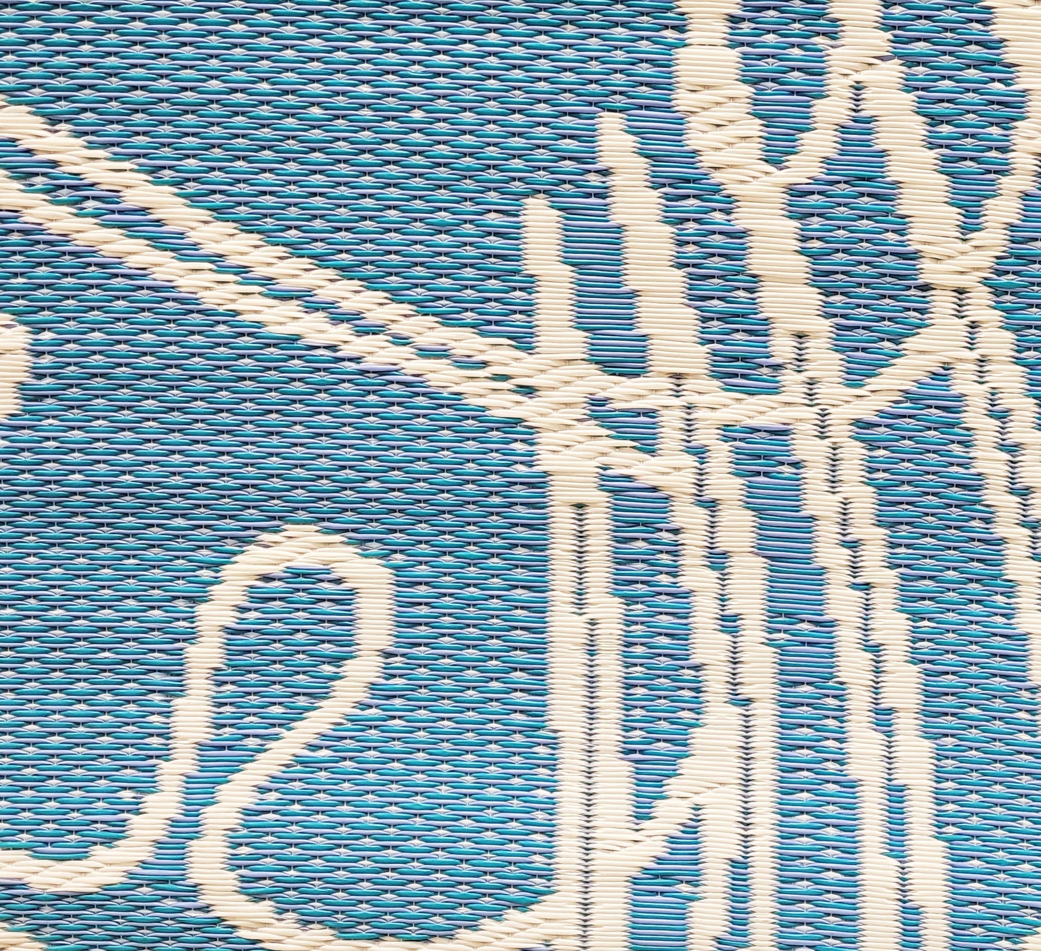 Palm Leaf Turquoise White Outdoor Mat