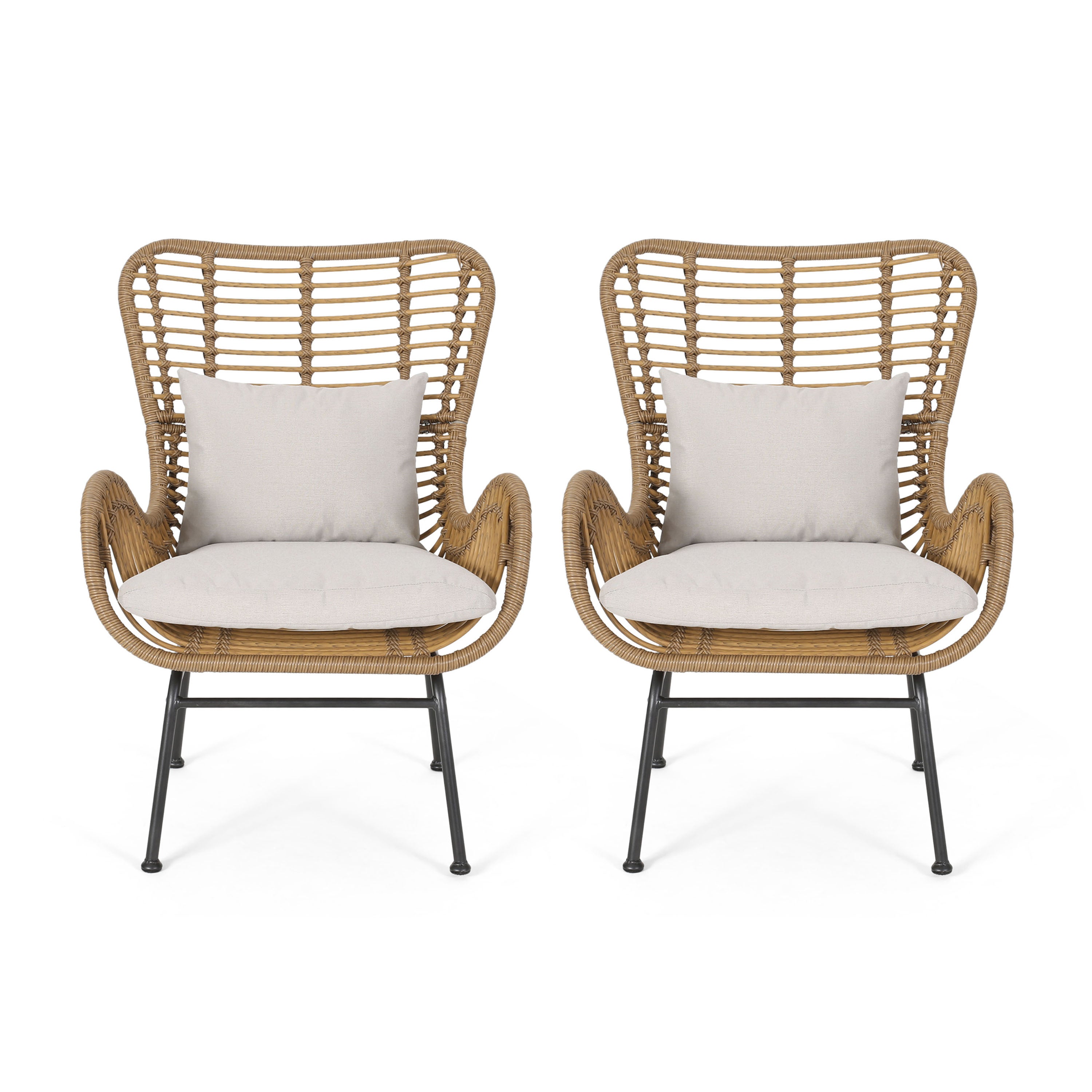 Outdoor Rattan Accent Chairs - set of 2