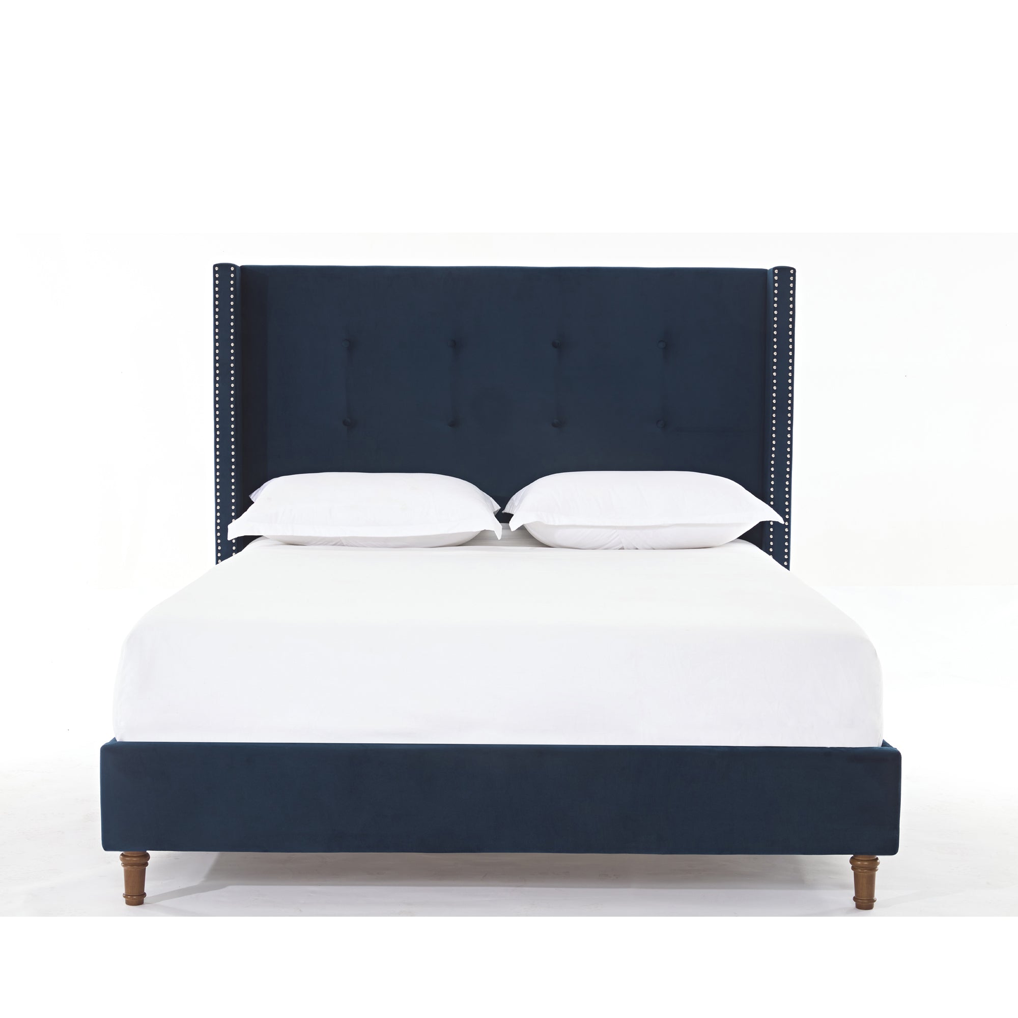 Peyton Upholstered Queen Bed in Blue Velvet