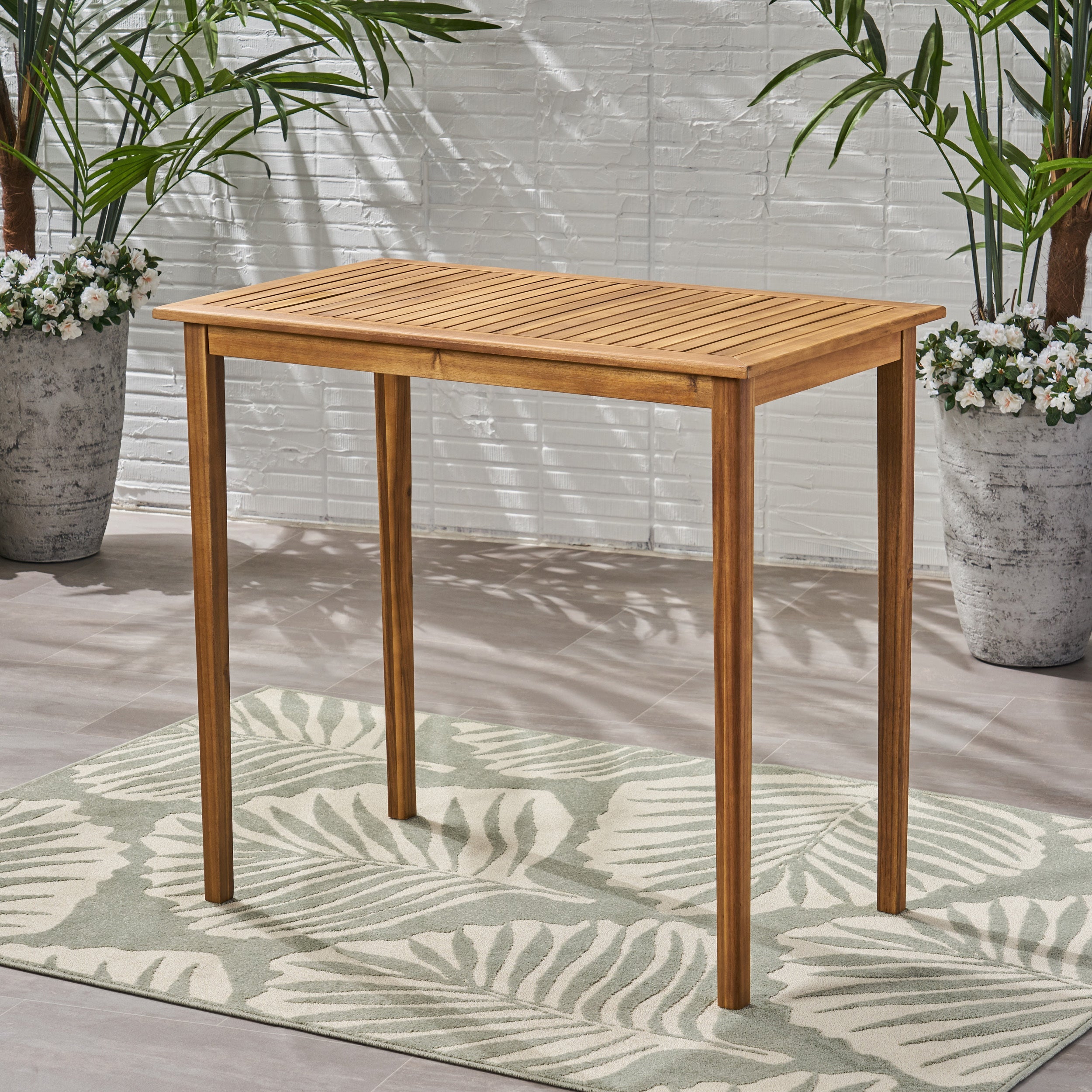 Outdoor Acacia Wood Rectangle Bar Table