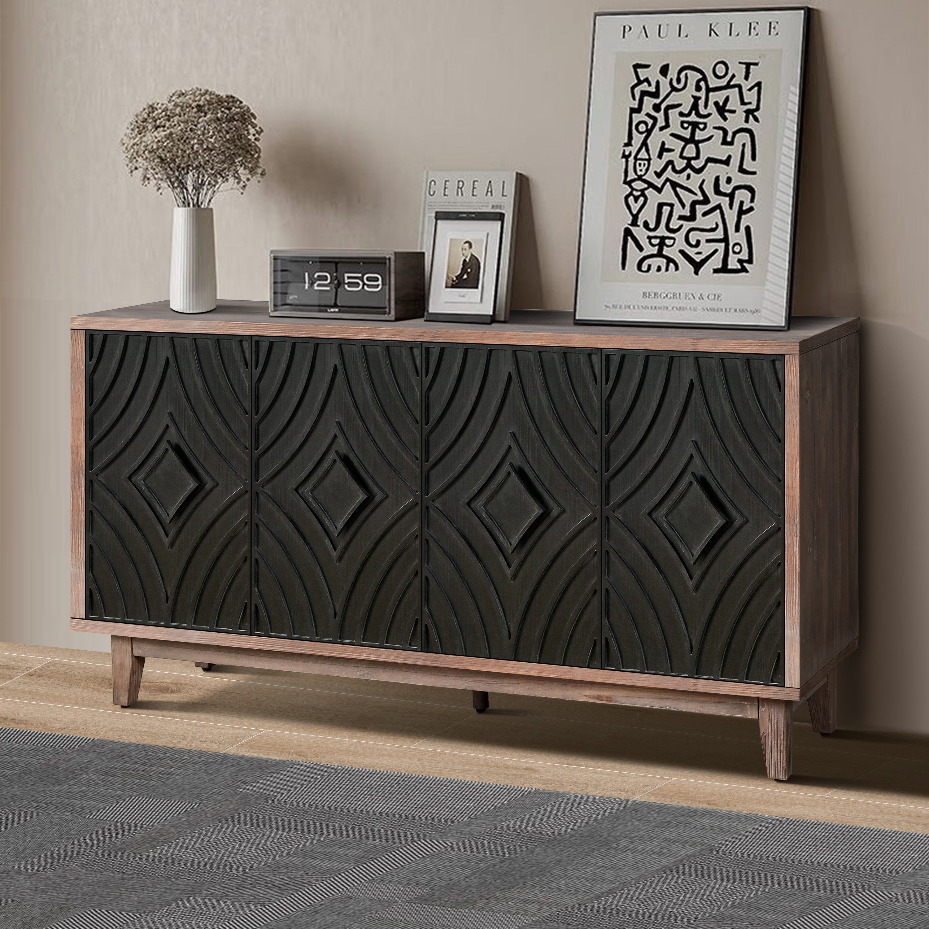 Two-Tone Mid Century Diamond Sideboard - 60"