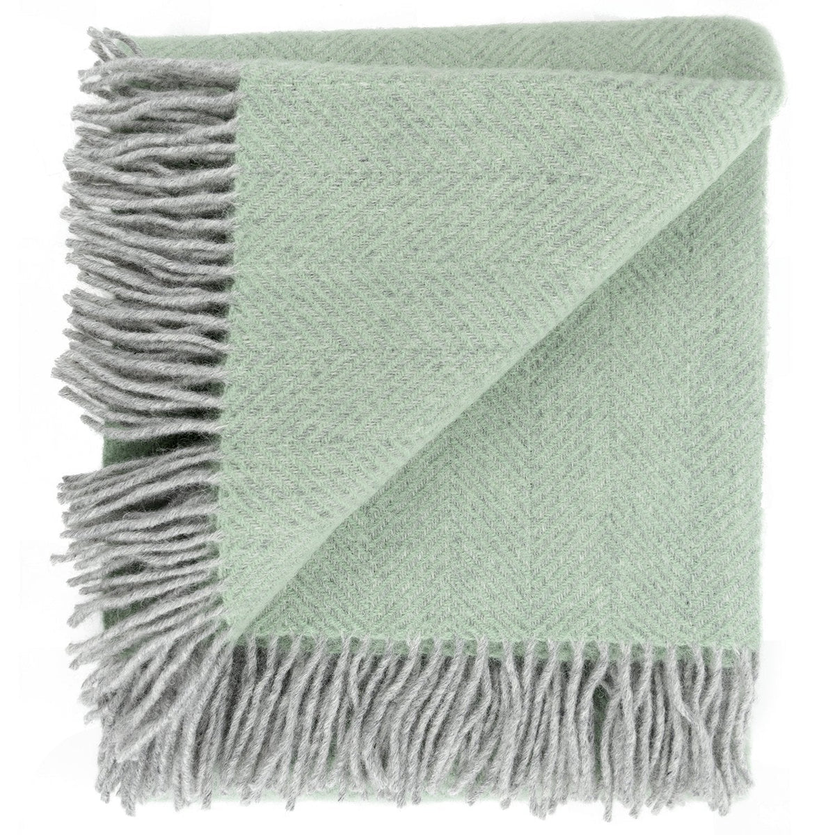 Highland Tweeds Herringbone Pure New Wool Throw - Basil