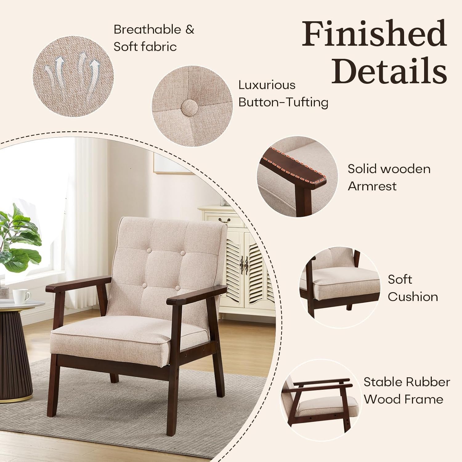 Mid-Century Fabric Upholstered Armchairs - Set Of Two
