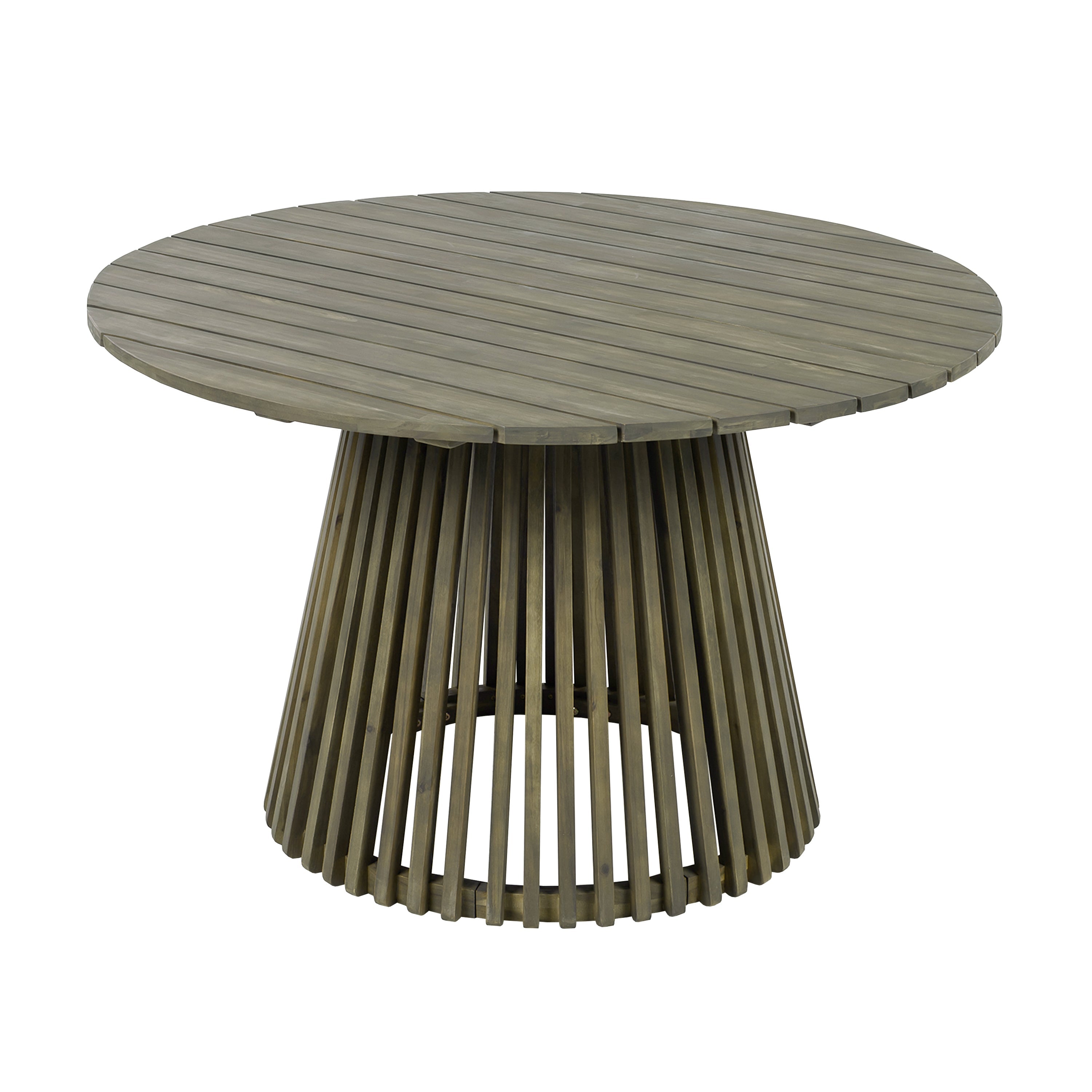Round Outdoor Grey Acacia Wood Patio Dining Table - 47.25 inch