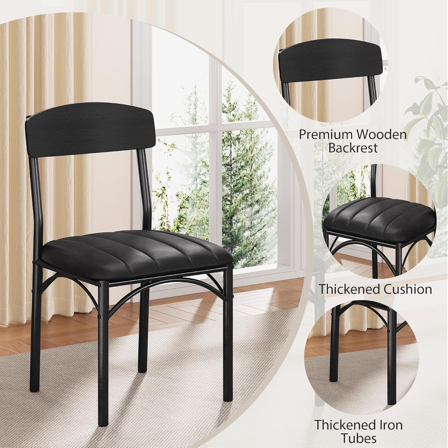 Round Dining Set - 5 pc, Black