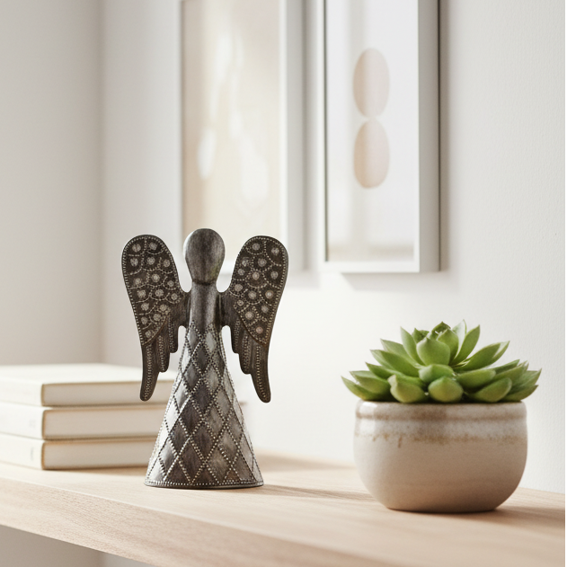 Hanadcrafted Metal Standing Angel - Medium