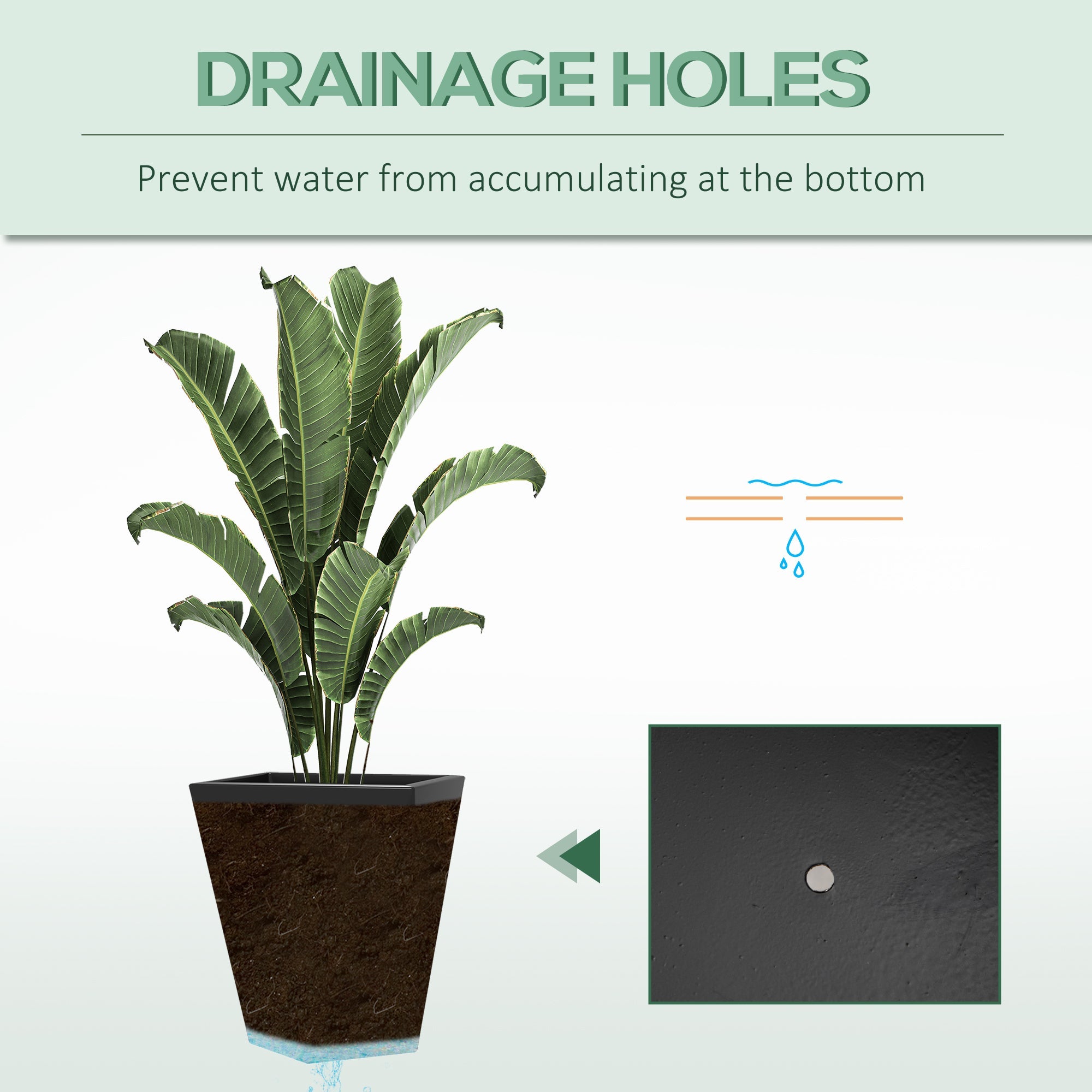 Set of 3 Tall Planters - Black