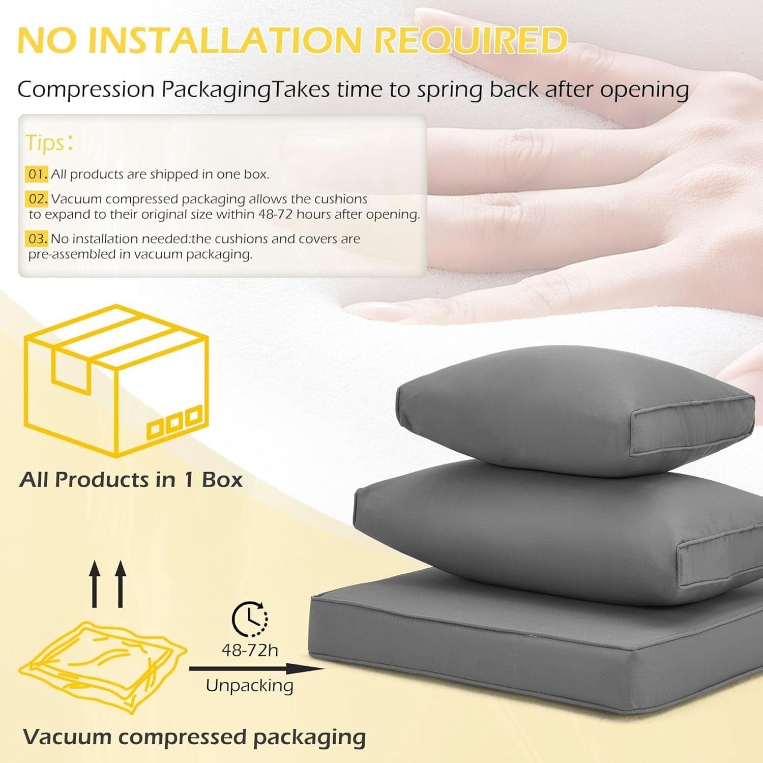 Outdoor Replacement Cushions For 6 Seat Modular Sofa - Gray