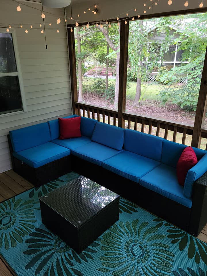 Daisy Aqua & Green Reversible Outdoor Mat