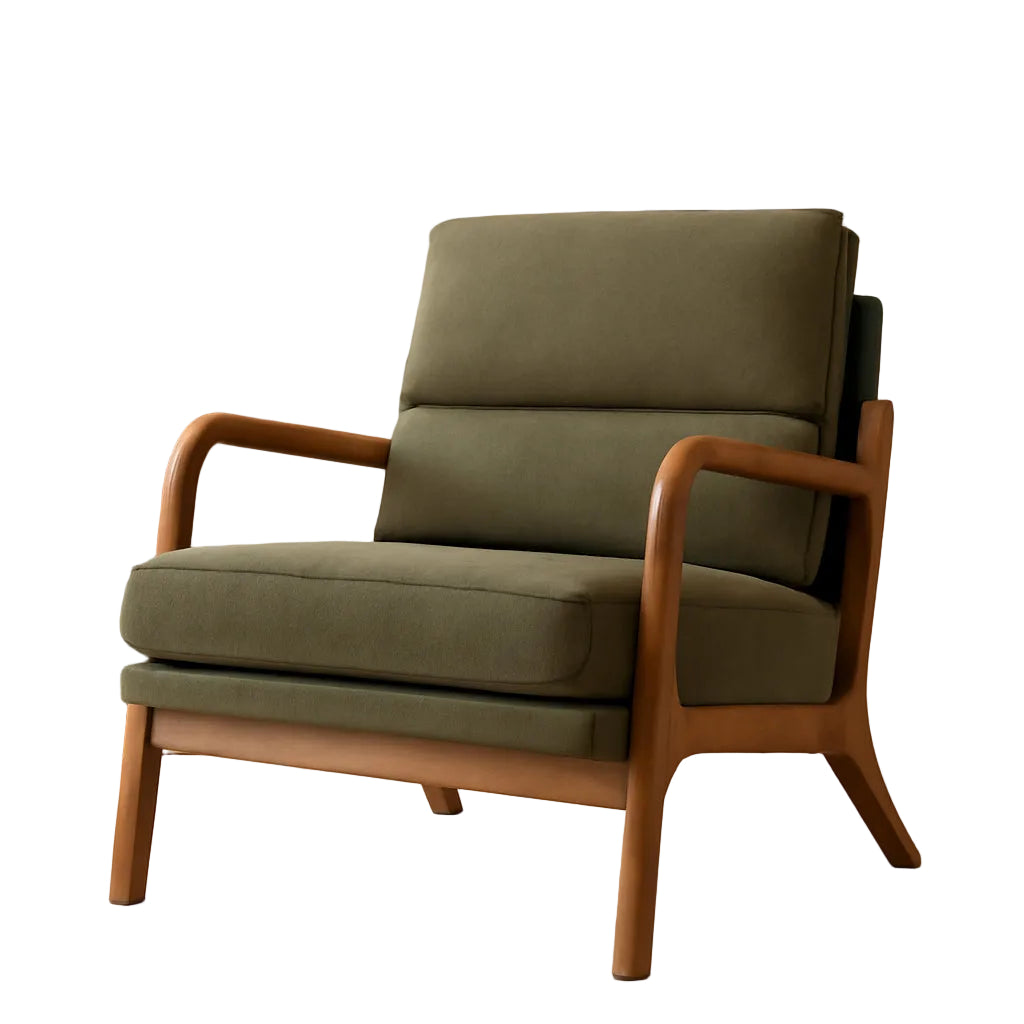Mid Century Emerald Linen Accent Chair