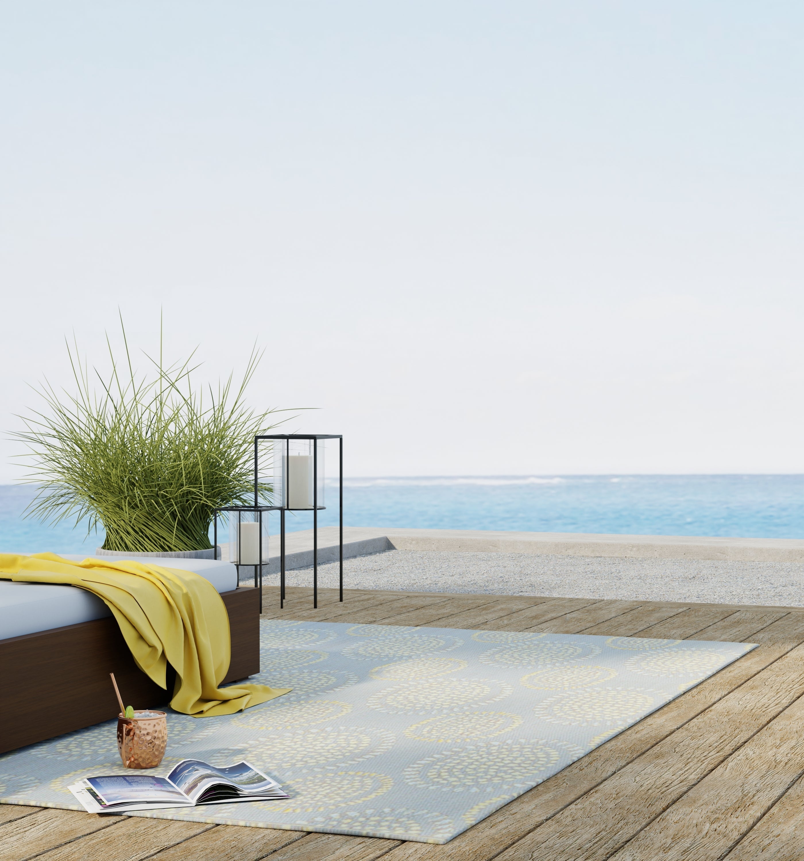 Molly Grey & Yellow Outdoor Mat