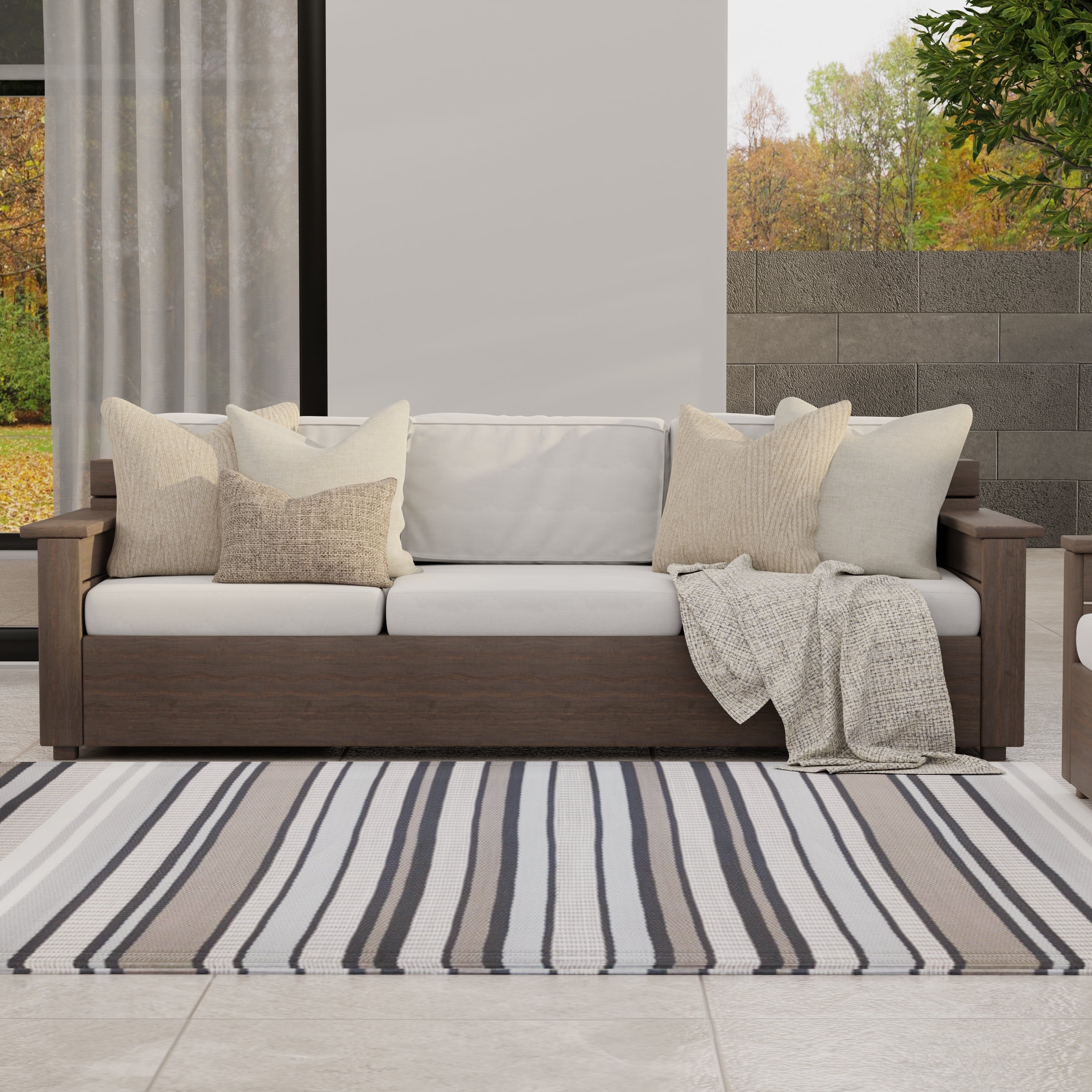 Stripes Cool Grey Outdoor Mat