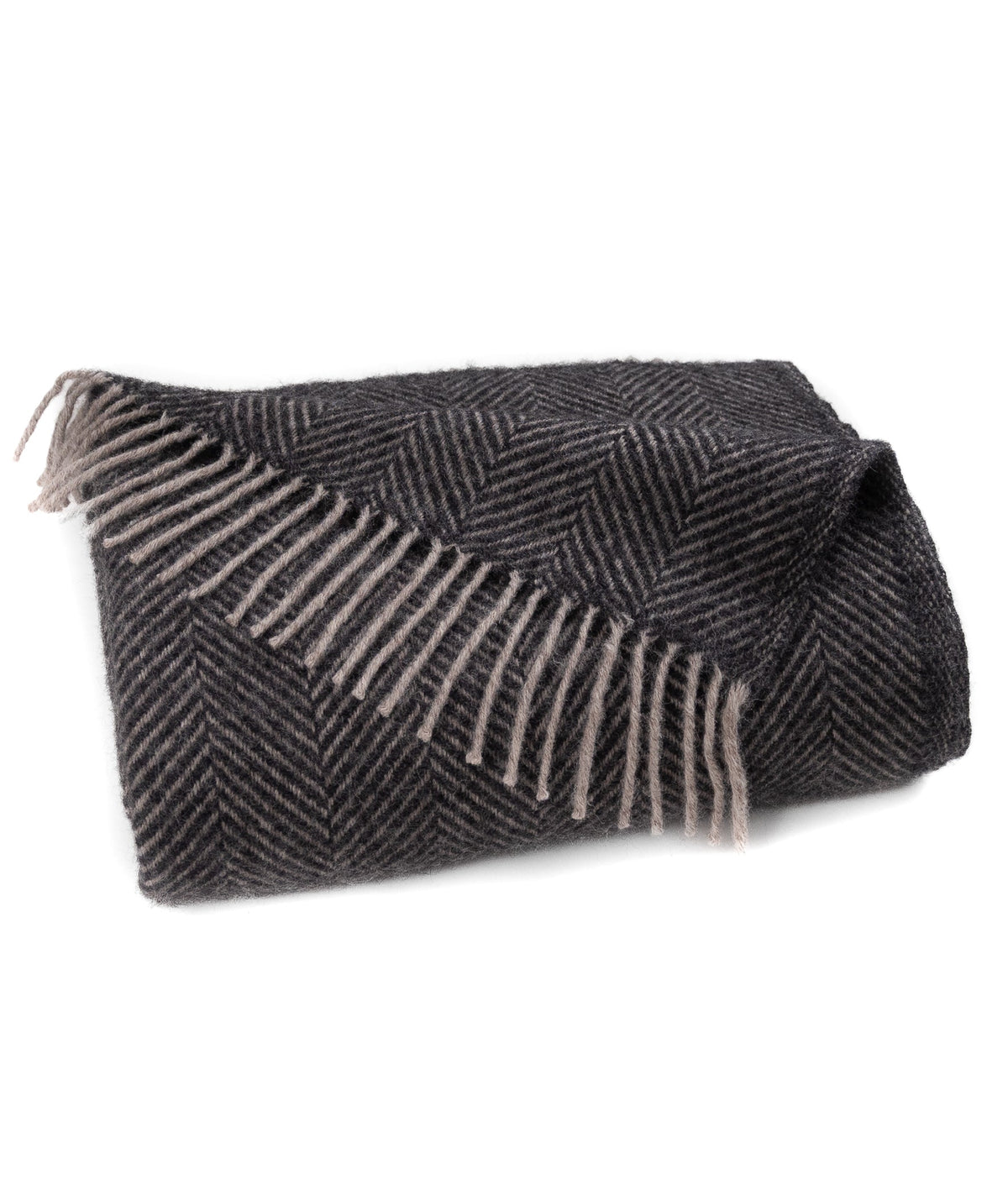 Highland Tweeds Herringbone Pure New Wool Throw - Charcoal