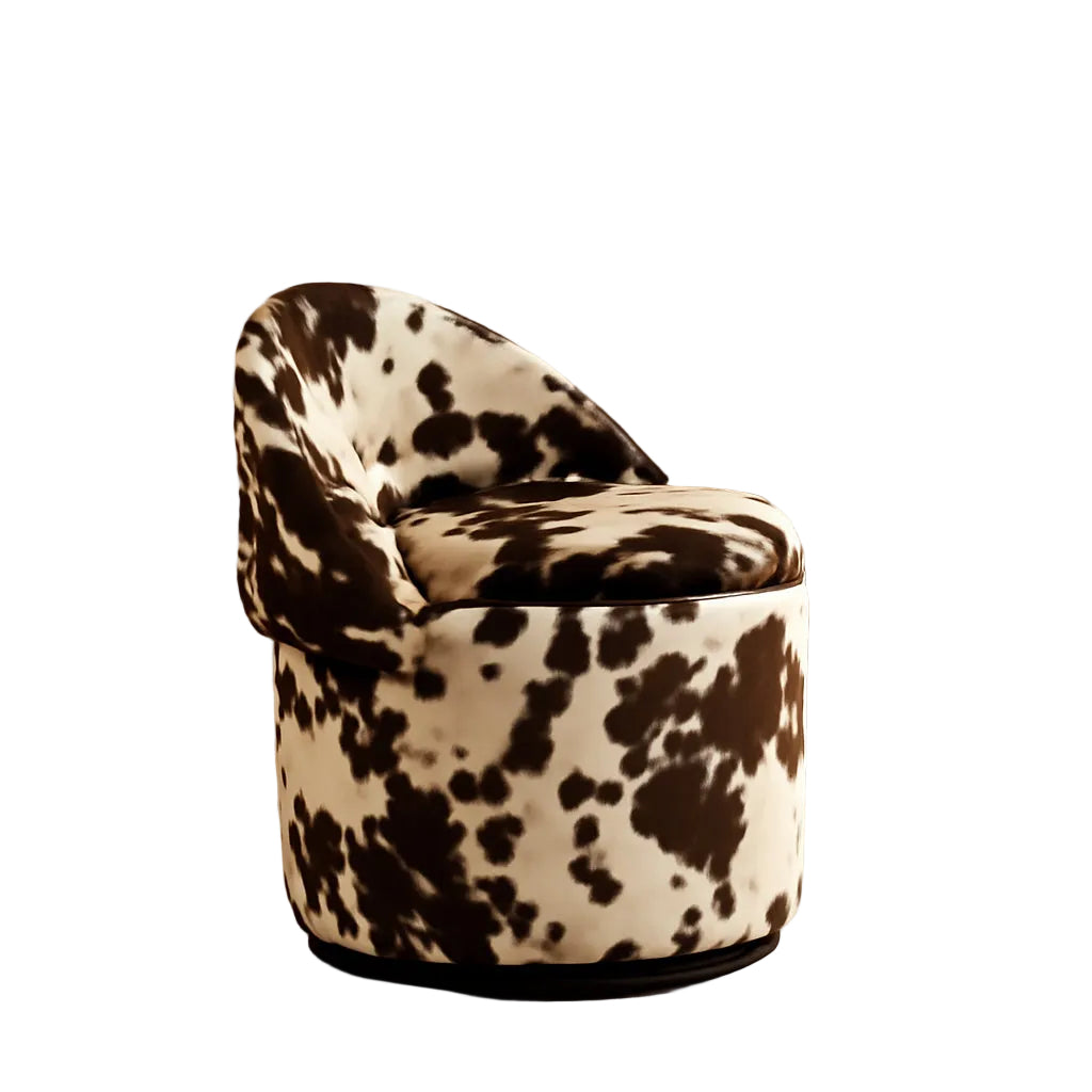Cow Print Velvet Upholstered Vanity Chair With Storage