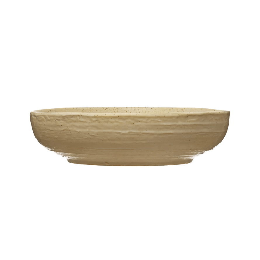 Stoneware Bowl with Reactive Glaze - Speckled Cream Color