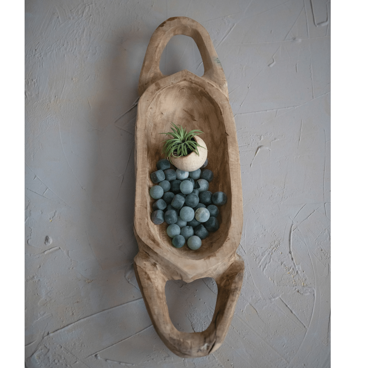 Decorative Hand-Carved Teakwood Tray with Handles