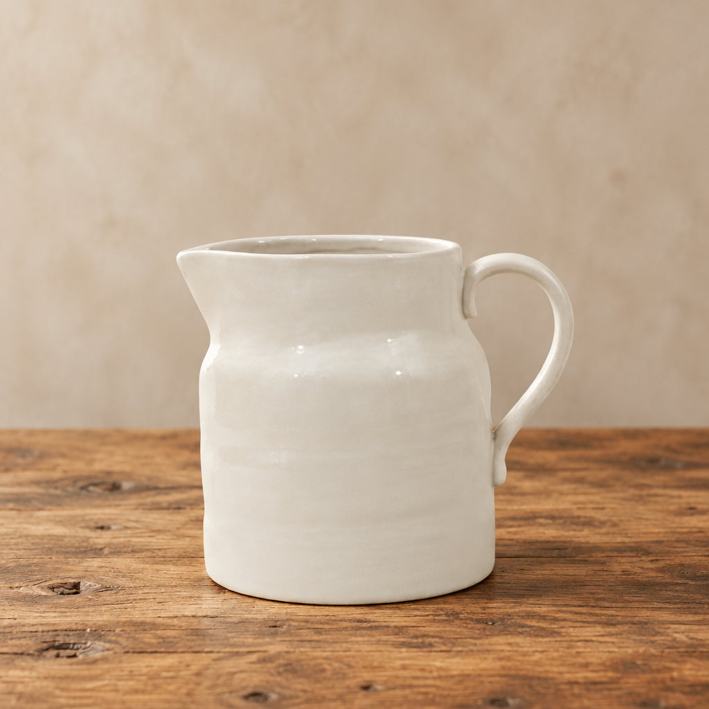 Stoneware Vintage Reproduction Pitcher, White