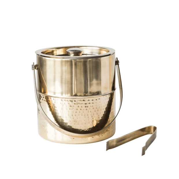 Brass Ice Bucket with Tongs