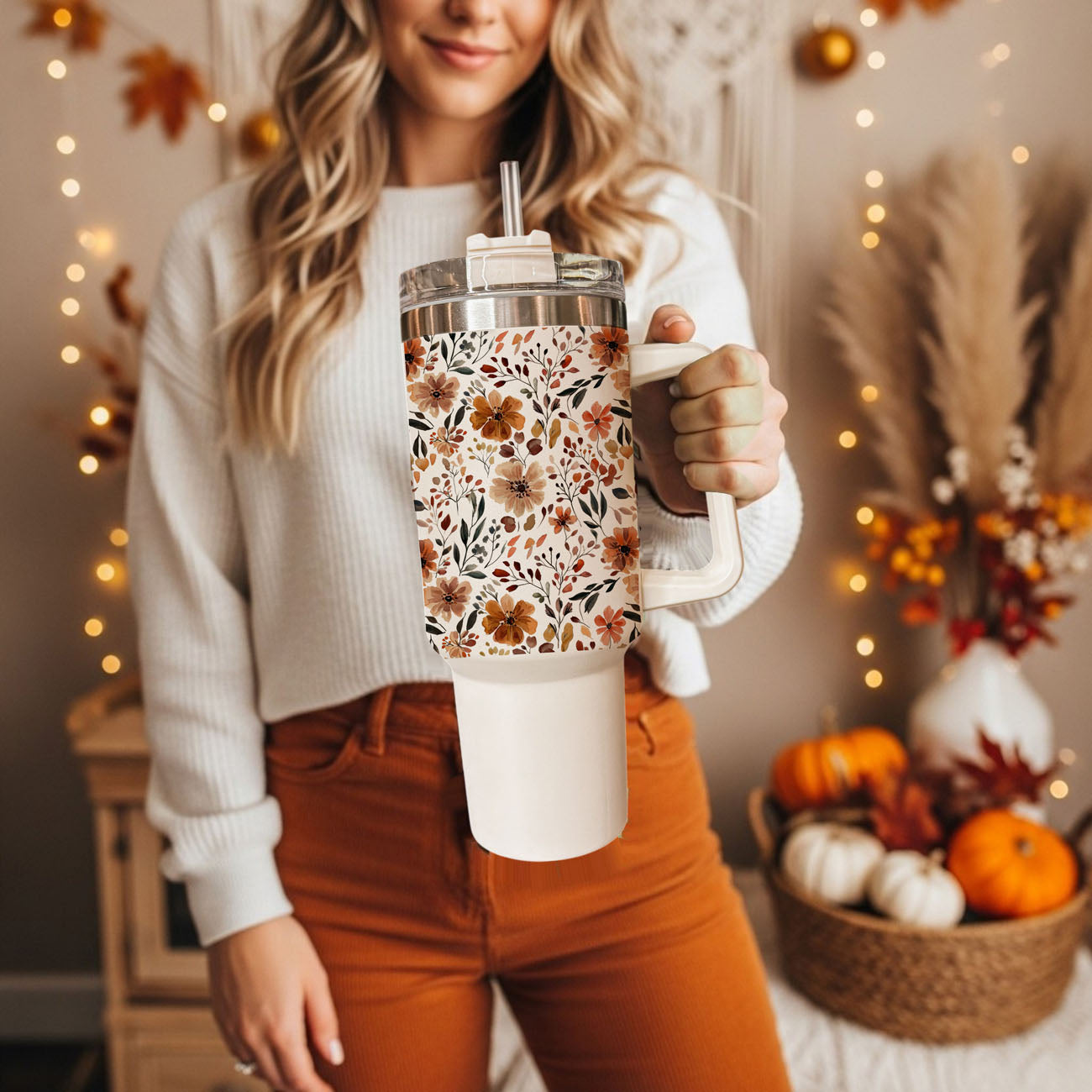 Fall Floral 40oz Insulated Tumbler