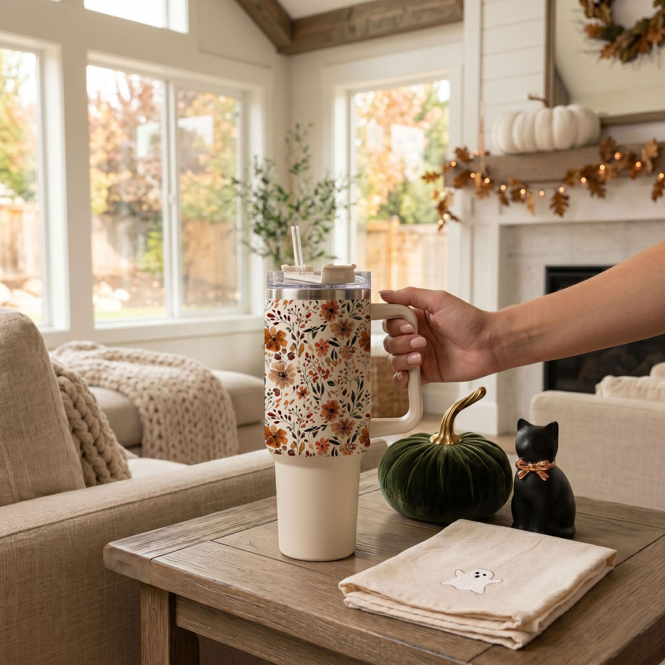 Fall Floral 40oz Insulated Tumbler
