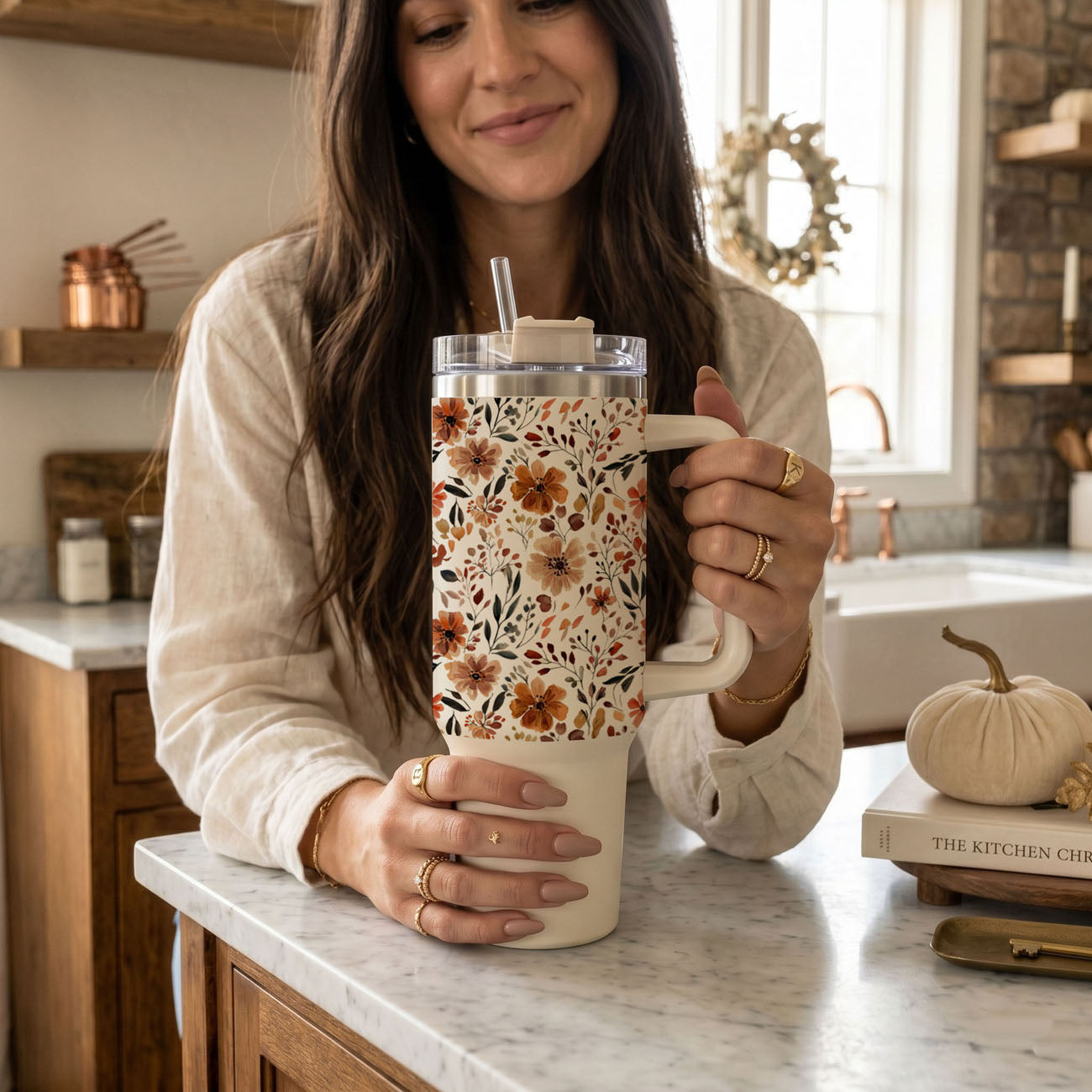 Fall Floral 40oz Insulated Tumbler