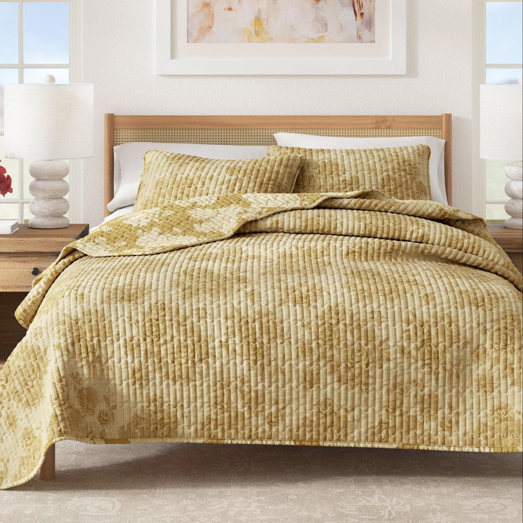Floral Printed Cotton Quilt Set - Corin Collection