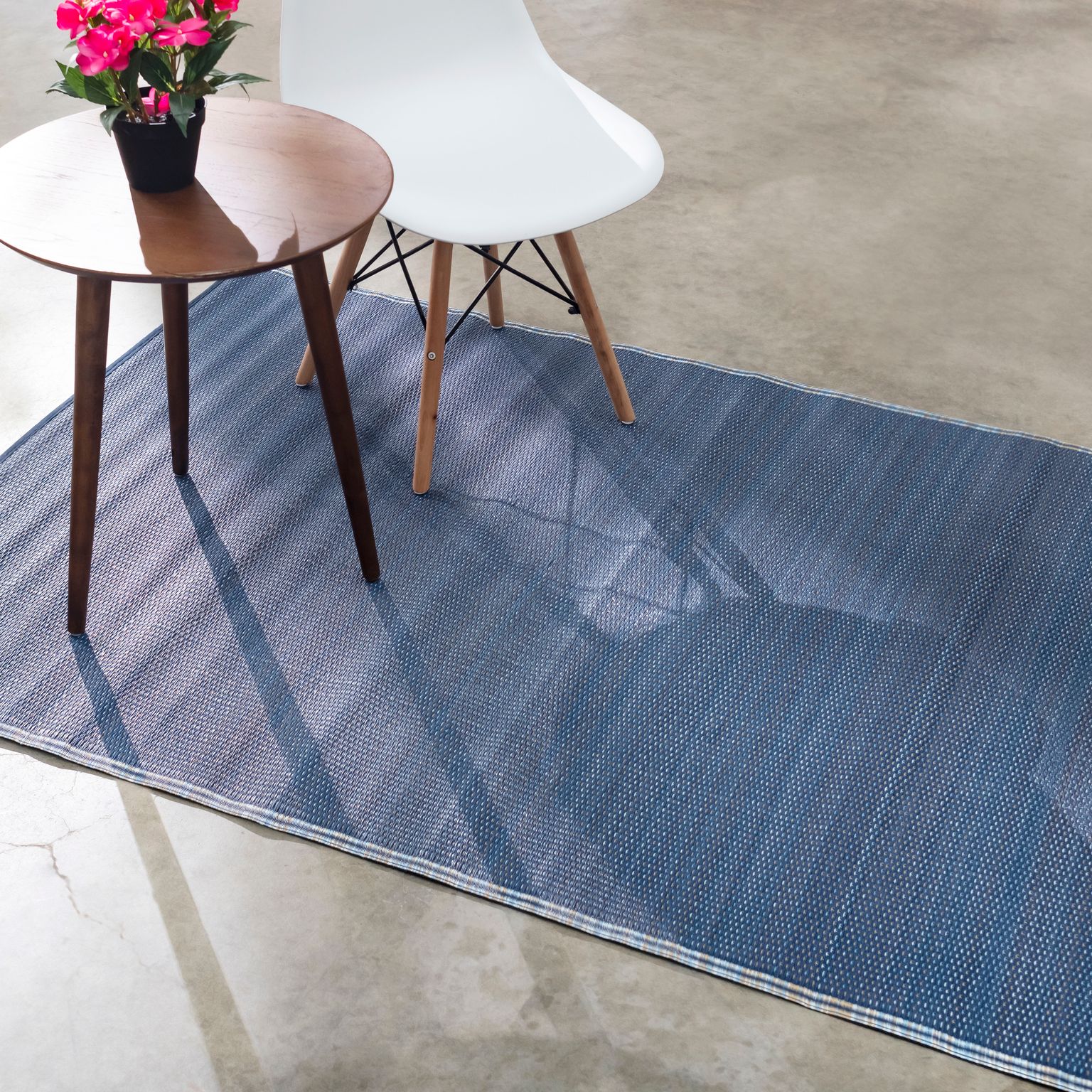 Cancun Shadow - Reversible Blue Outdoor Rug