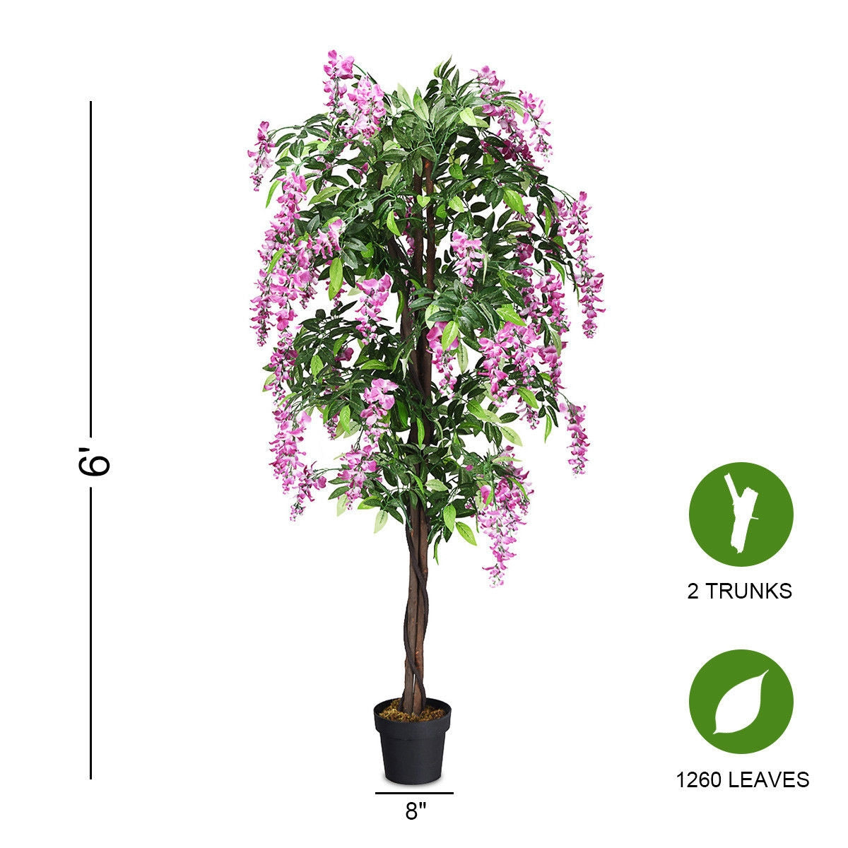 6-Ft Artificial Wisteria Indoor-Outdoor Tree