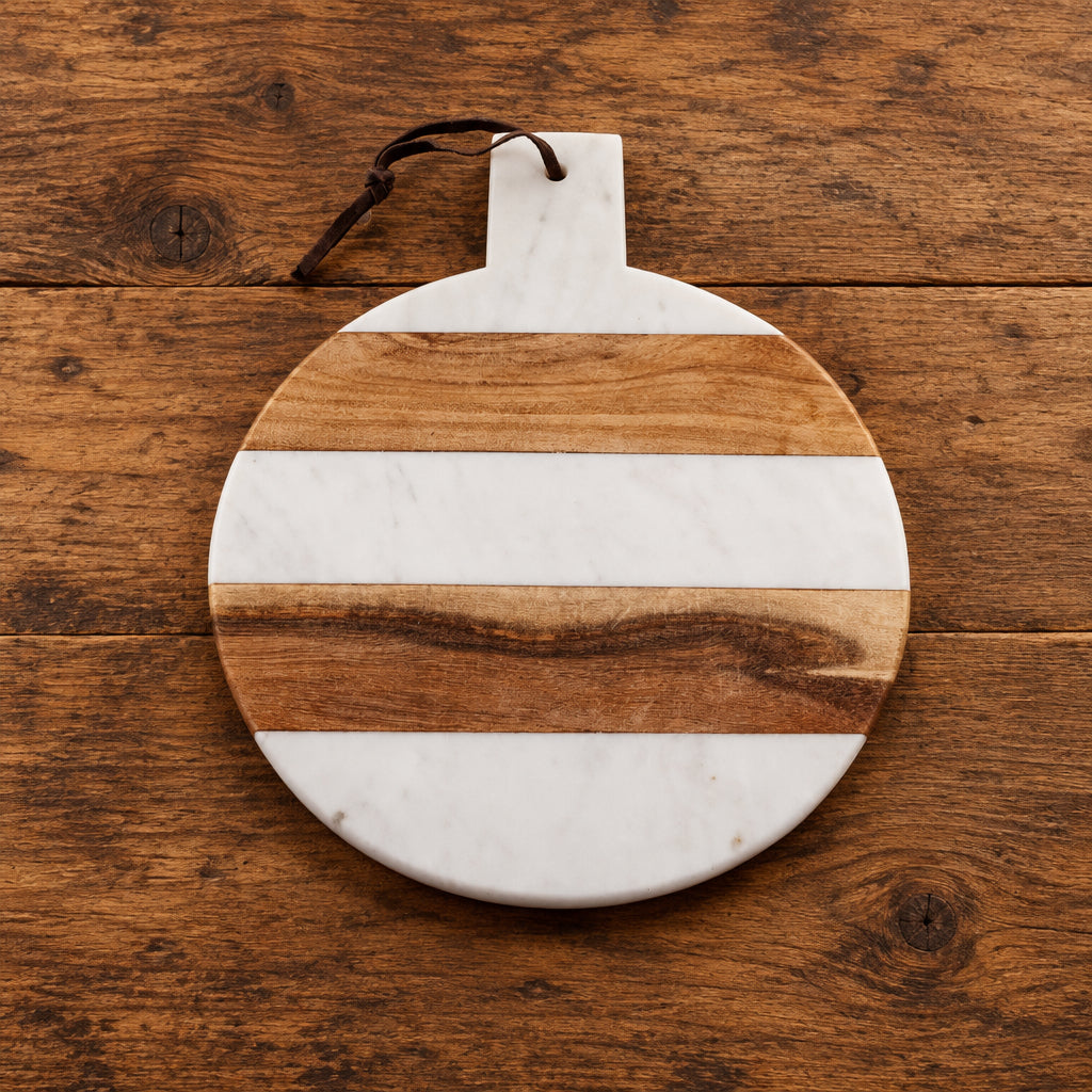 Mez Round Marble/Wood Paddle Charcuterie Board