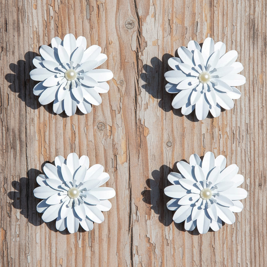 Set of 12 White Floral Napkin Rings