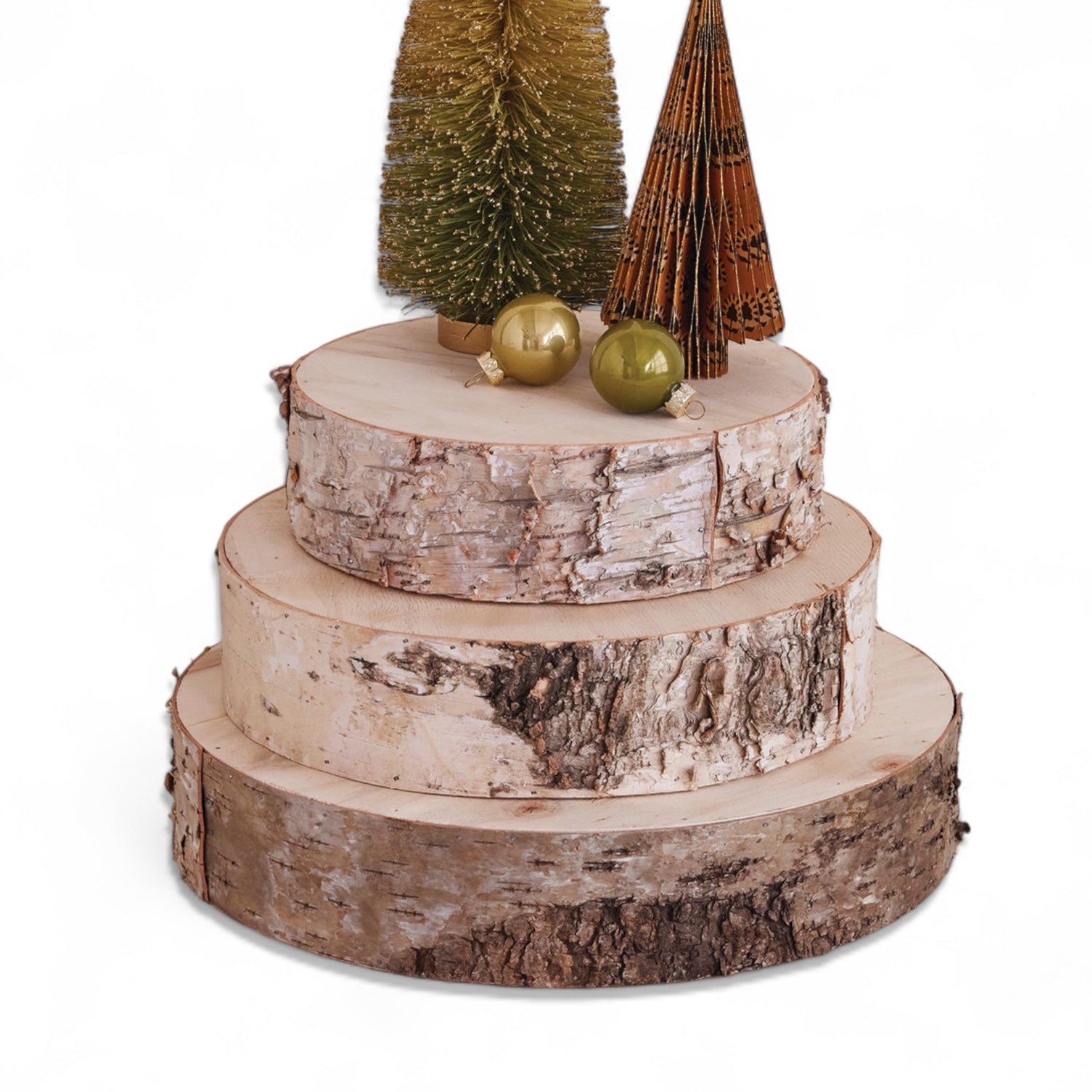 Natural Birch Wood Slice Display Risers