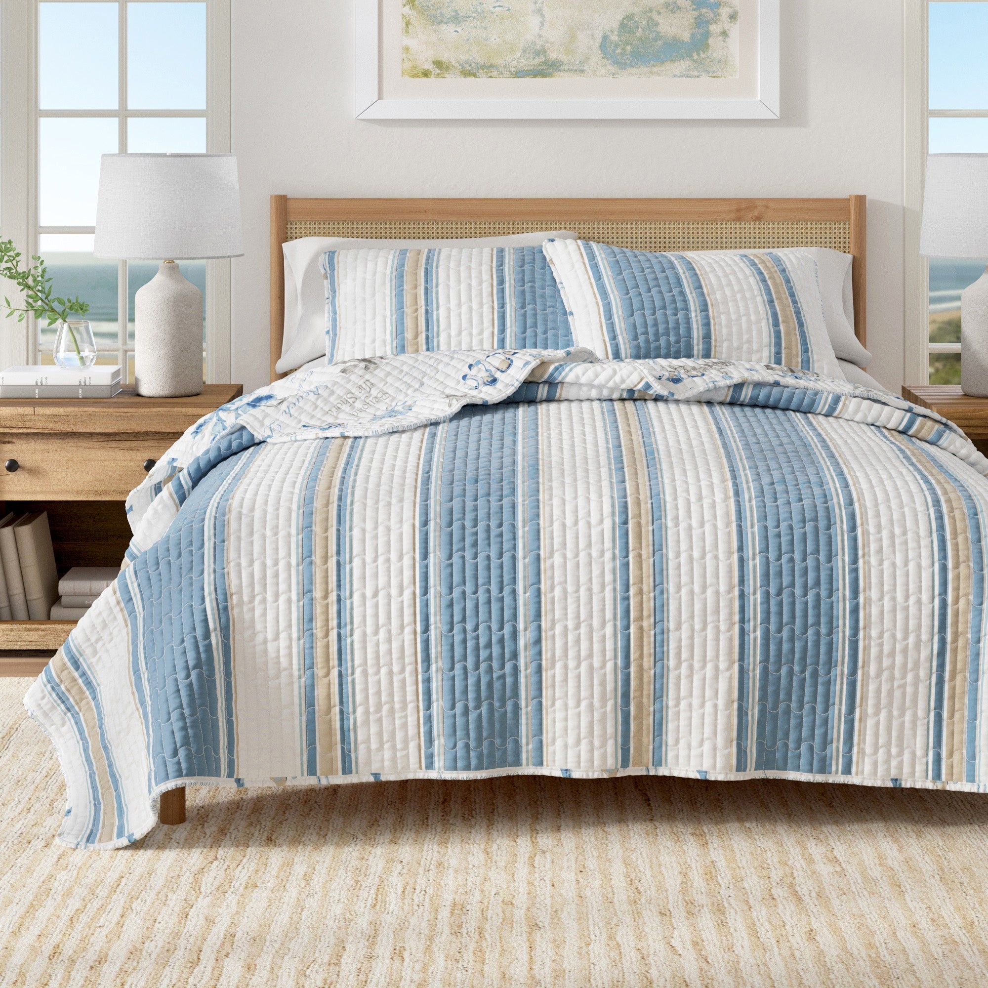 Stripe & Ocean Story Coastal Quilt Set - New Castle Collection