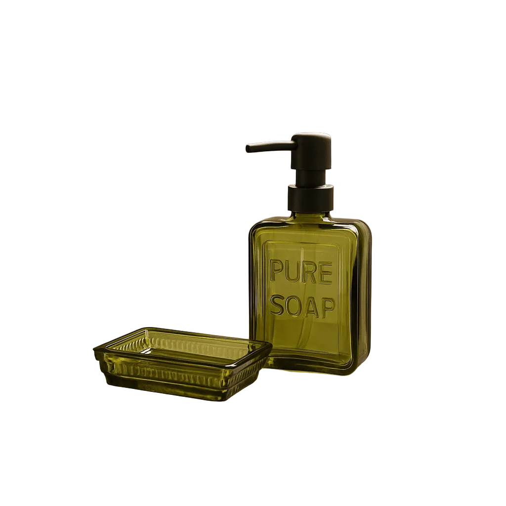 Olive Green Glass Soap Dish
