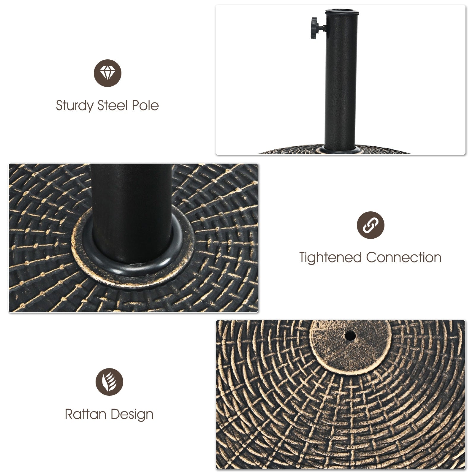 Wicker Style Patio Resin Umbrella Base - 22lb