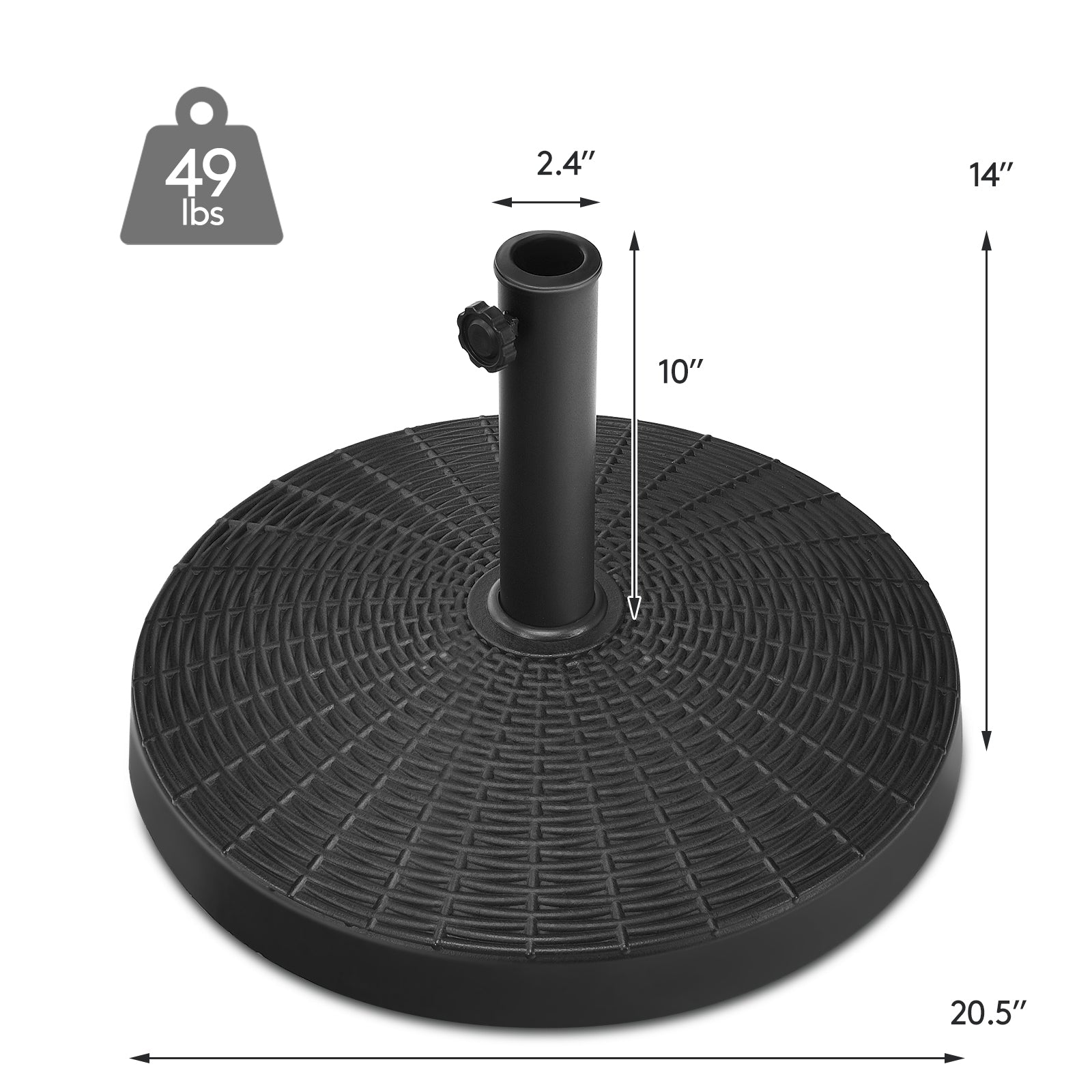 49 LBS Resin Umbrella Base - Black