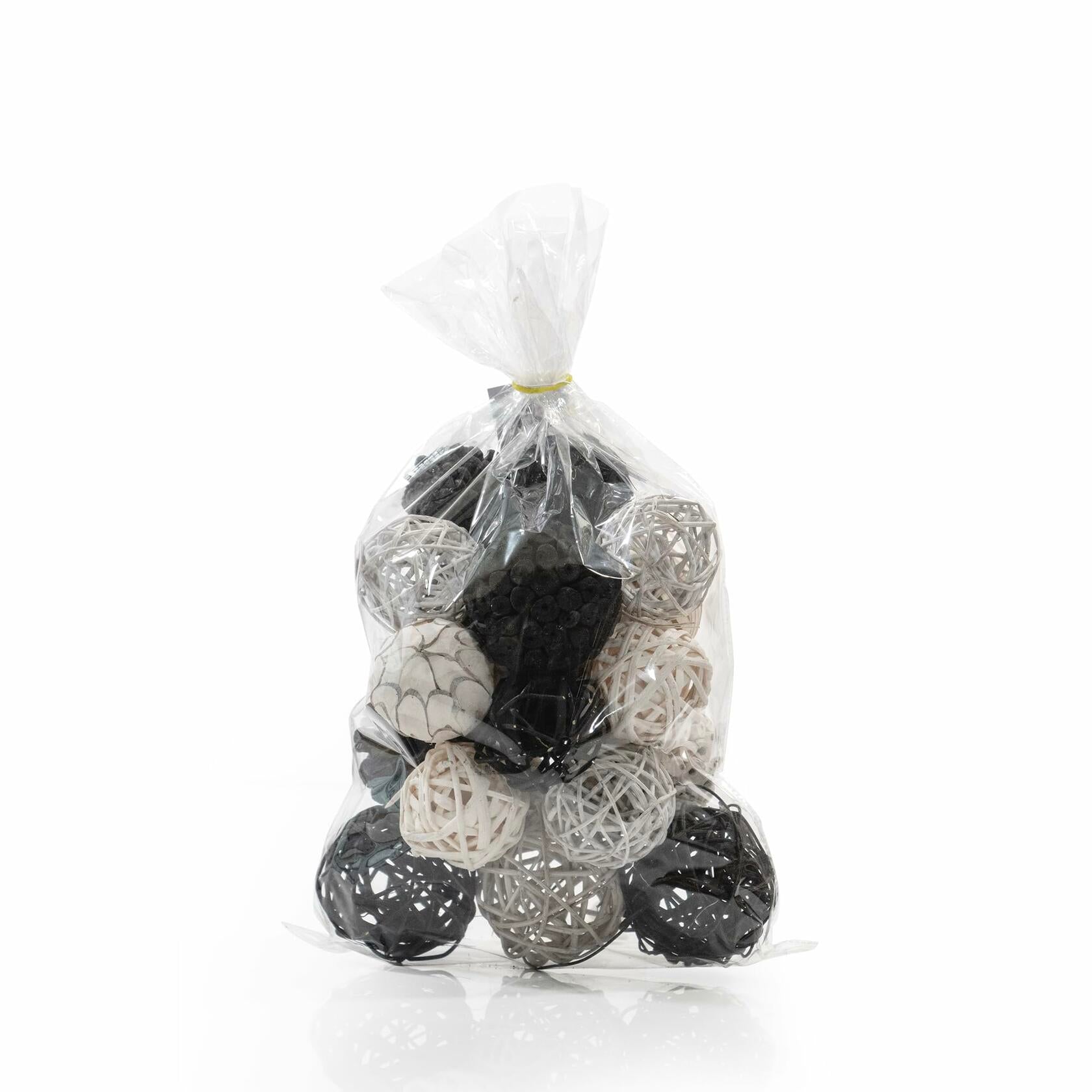 Vase & Bowl Mini Pumpkins/Pinecone/Balls - Black & White