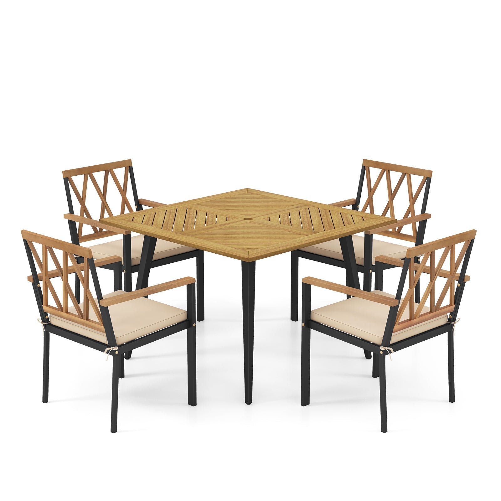 Outdoor Dining Set - 5 Piece with Cushioned Chairs