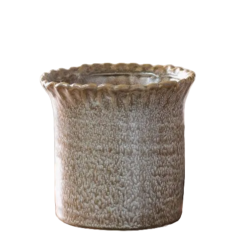 Brown Speck Scallop Top Vase