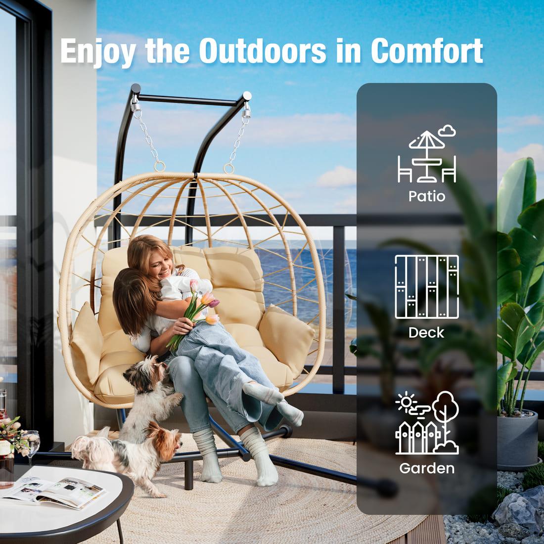 Indoor/Outdoor Hanging Swing Chair with Stand - 2 Colors