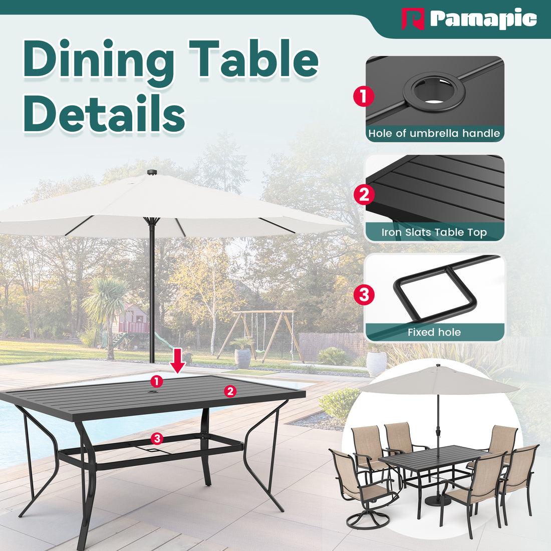 7-Piece Textilene Dining Set with 2 Swivel Chairs & 4 Side Chairs